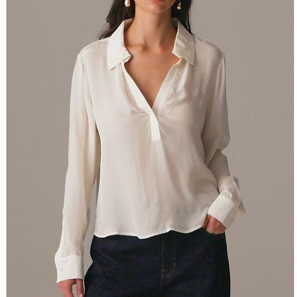 J. Crew Tops - NEW J.Crew Bungalow Popover Shirt Crepe de Chine Ivory Small Normcore Capsule